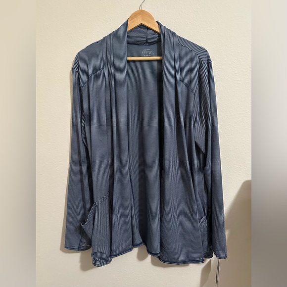 XL Infinity by Cherokee Striped Open Front Cardigan - Picture 2 of 11